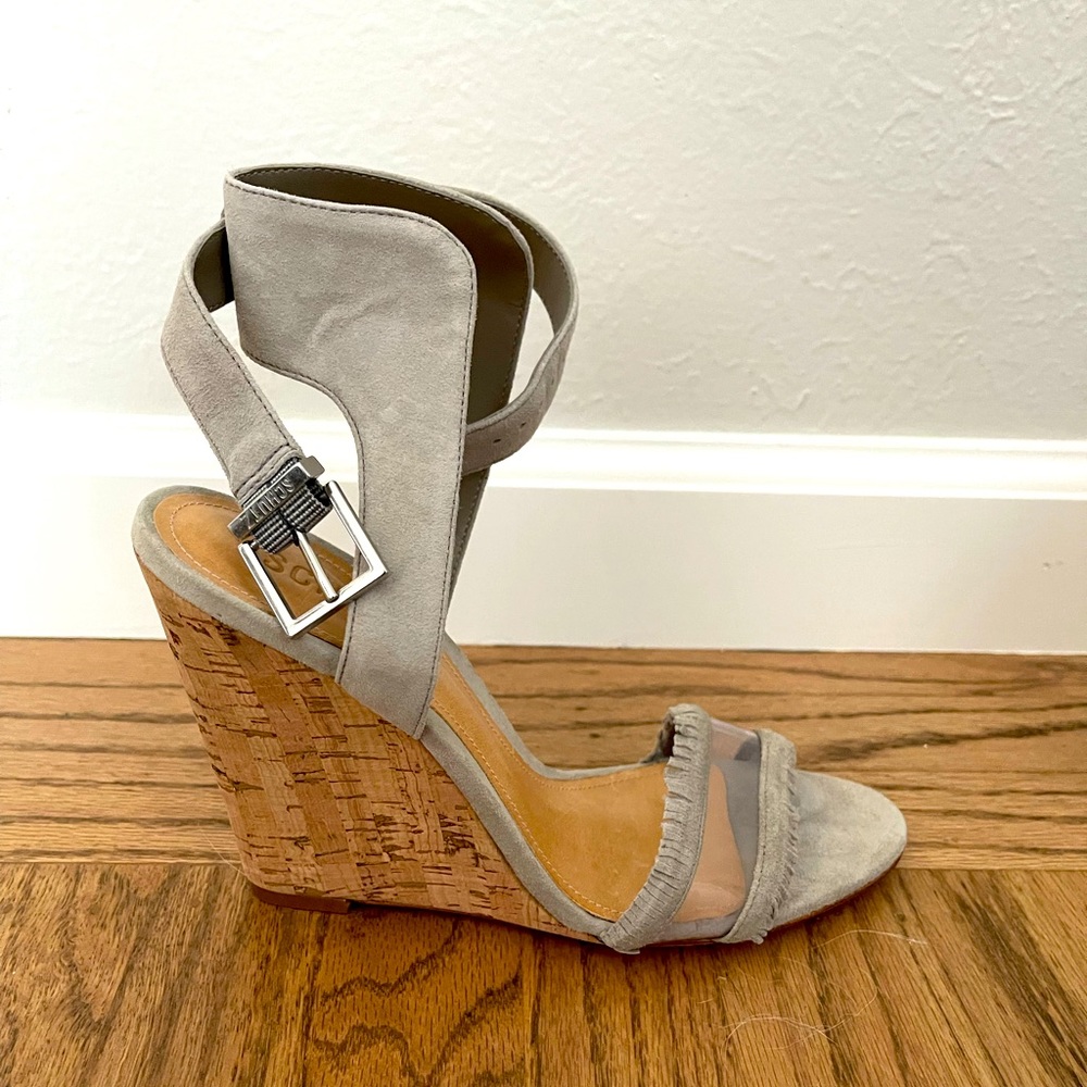 NWB Schutz Gray Leather Wedges